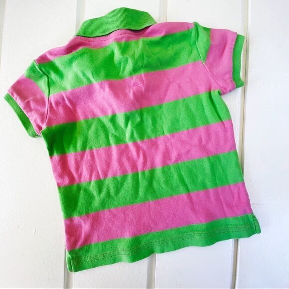 Lilly Pulitzer Toddler Girls Short Sleeve Starfish Appliqué Striped Polo Size 2 - Picture 3 of 4